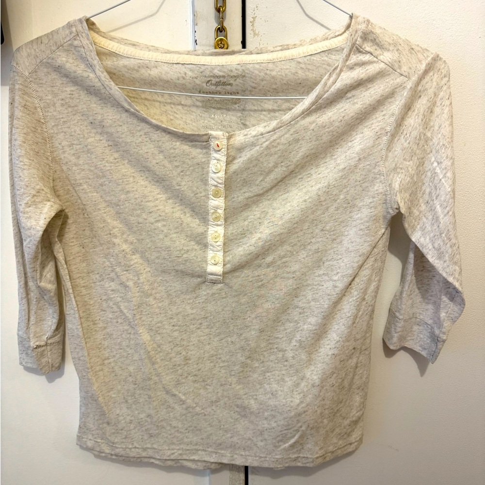 American Eagle Soft Gray Blouse Shirt